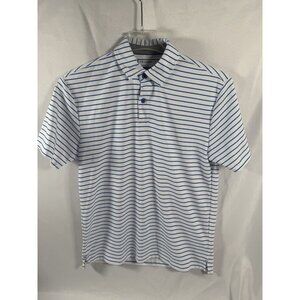 Twillory Polo Shirt Medium Blue Whit Athleisure Performance Stretch Short Sleeve
